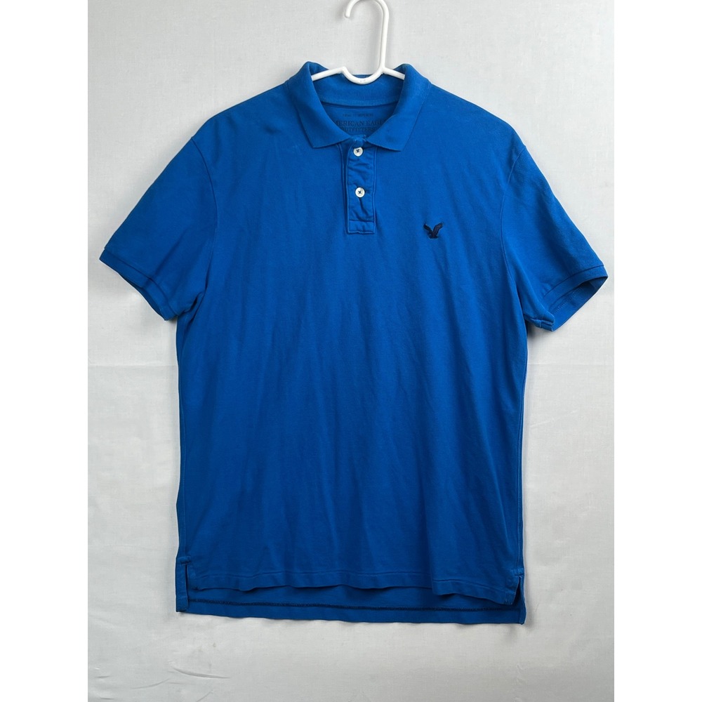 American Eagle Outfitters Mens Polo Shirt Large Vintage Fit Blue Short Sleeve L